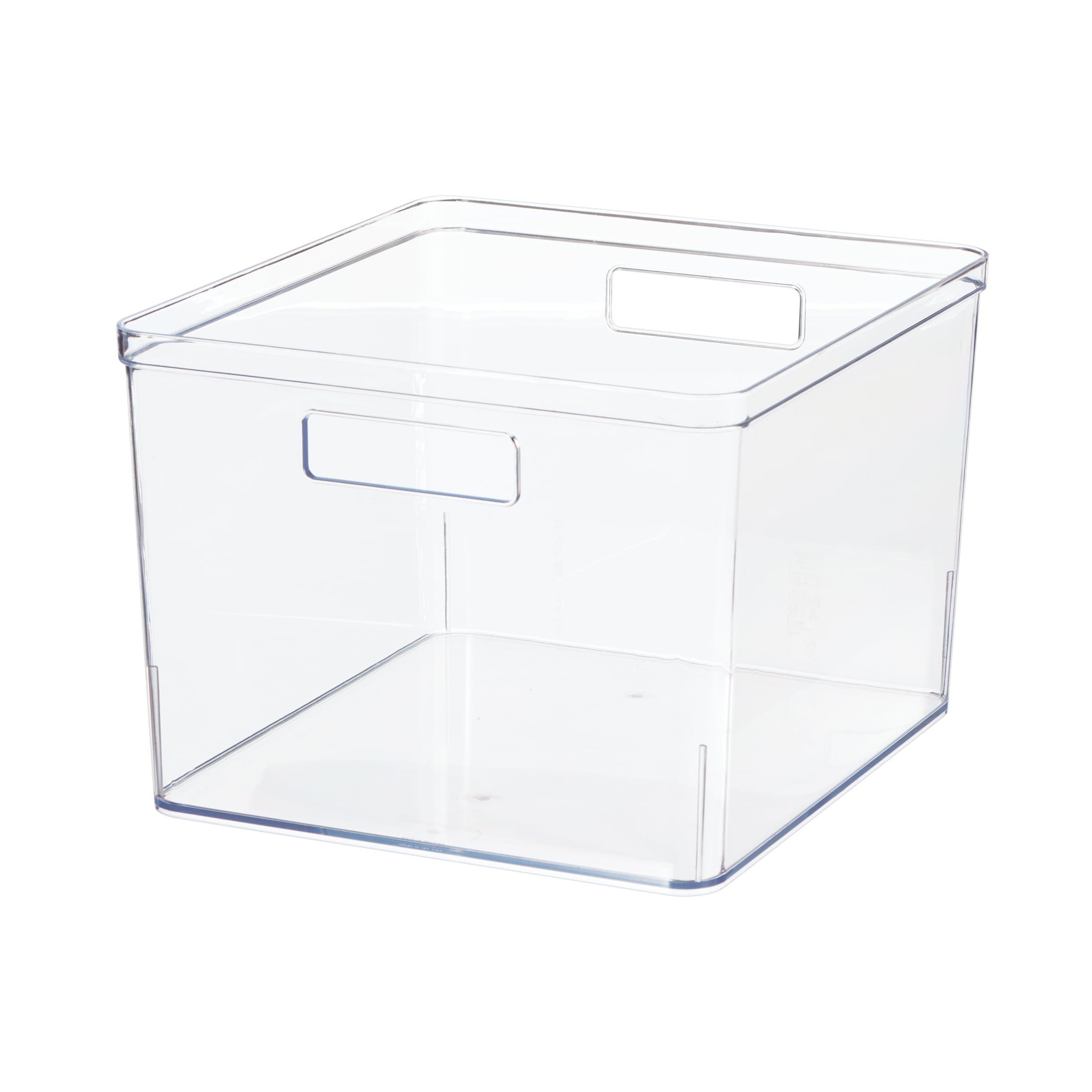 Mainstays Extra Large Deep Clear Plastic Pantry Storage Organizer Bin, Kitchen Cabinet, Fridge and Shelf Storage Container for Pantry and Kitchen Organization, 12" x 10.5" x 8"