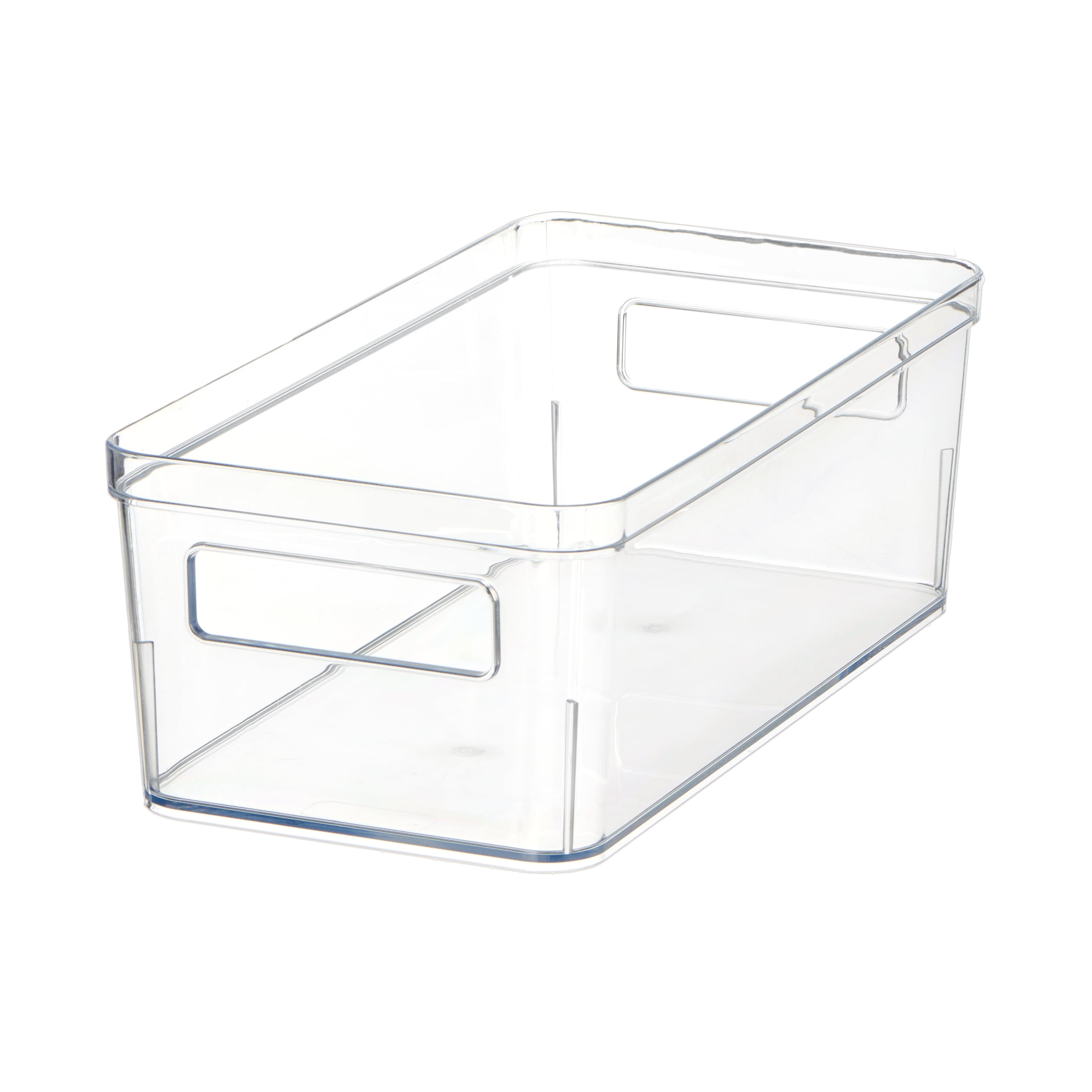 Mainstays Medium Clear Plastic Pantry Storage Organizer Bin with Handles, 12 in x 6 in x 4 in