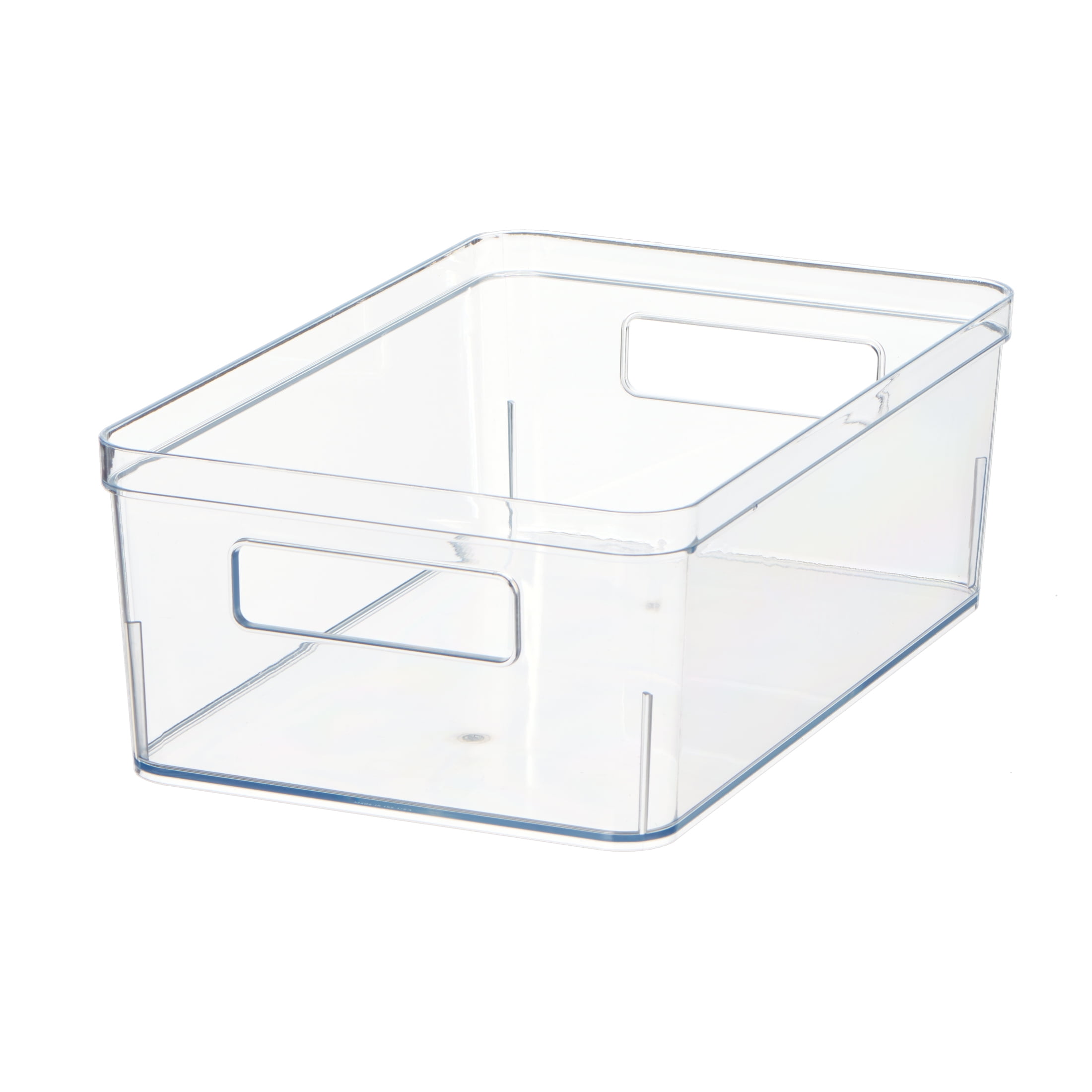 Mainstays Large Clear Plastic Pantry Storage Organizer Bin, Kitchen Cabinet, Fridge and Shelf Storage Container for Pantry and Kitchen Organization, 12" x 7.5" x 4"