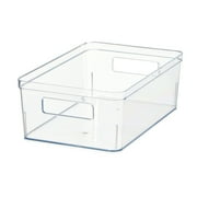 Mainstays Large Clear Plastic Pantry Storage Organizer Bin, Kitchen Cabinet, Fridge and Shelf Storage Container for Pantry and Kitchen Organization, 12" x 7.5" x 4"