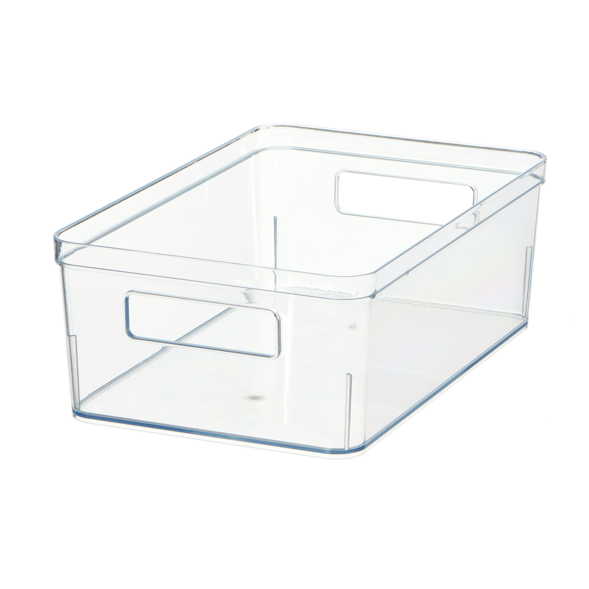 Mainstays Large Clear Plastic Pantry Storage Organizer Bin, Kitchen Cabinet, Fridge and Shelf Storage Container for Pantry and Kitchen Organization, 12" x 7.5" x 4"