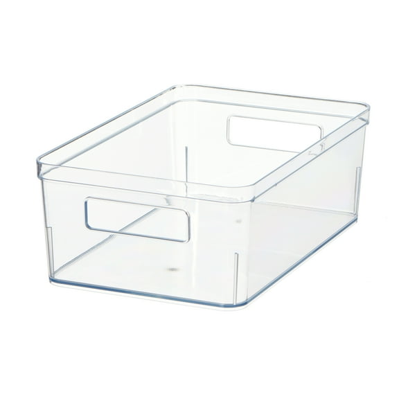Mainstays Large Kitchen Pantry Organizer Bin, Clear Plastic 12 x 7.5" x 4