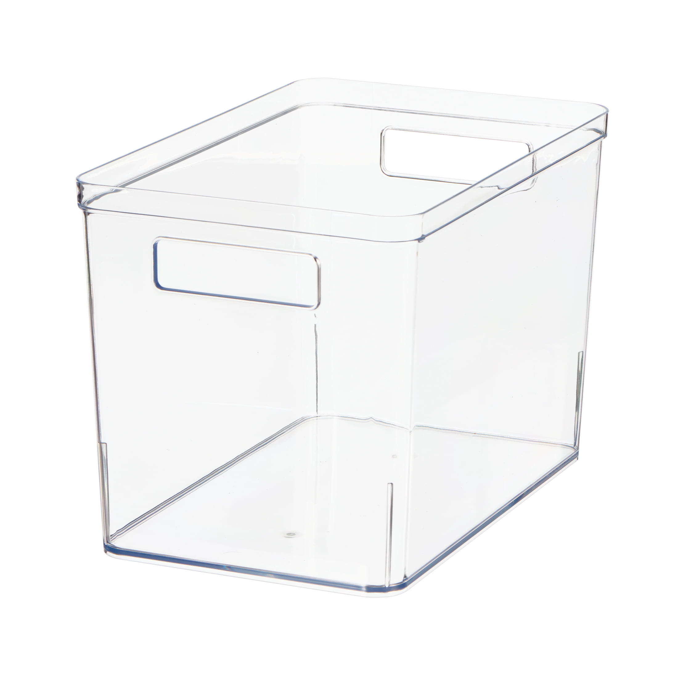 Mainstays Large Deep Clear Plastic Pantry Storage Bin Organizer, Kitchen Cabinet, Fridge, Shelf and Countertop Storage Container for Pantry Organization, 12" x 7.5" x 8"