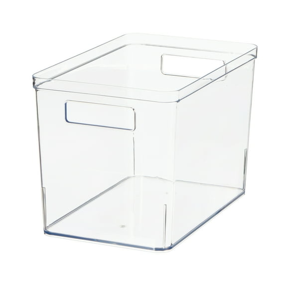 Mainstays Large Deep Pantry Organizer Bin, Clear Plastic 12 x 7.5 x 8