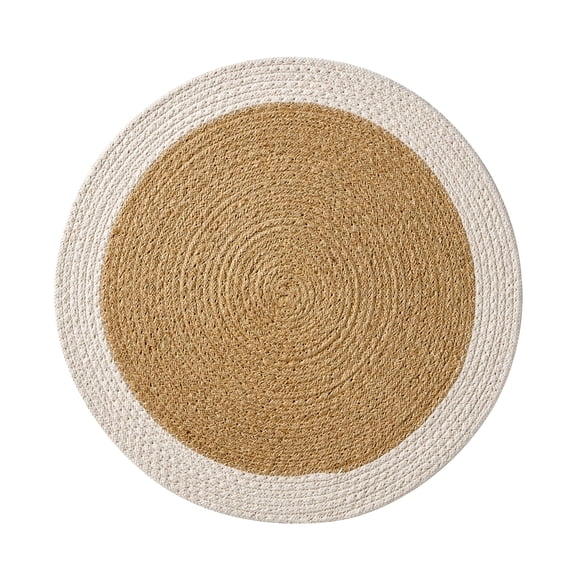 Mainstays Kitchen Placemat, Everyday Boho Farmhouse Jute 15" Round - Papyrus Beige