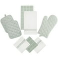 thumbnail image 1 of Mainstays Kitchen Towel, Dishcloth, Oven Mitt, and Pot Holder 8 Pack Set, Sage, 100% Cotton, 1 of 9