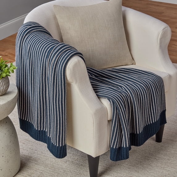 Mainstays Knit Oversized Couch Throw Blanket, Dark Navy, 50 x 72 in