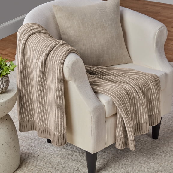 Mainstays Knit Oversized Couch Throw Blanket, Washed Stone, 50 x 72 in