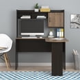 thumbnail image 1 of Mainstays L-Shaped Desk with Hutch, Espresso/Rustic Oak, 1 of 9