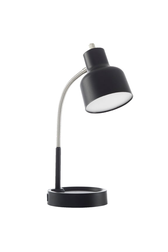 LED Desk Lamp with Catch-All Base & AC Outlet, Matte Black