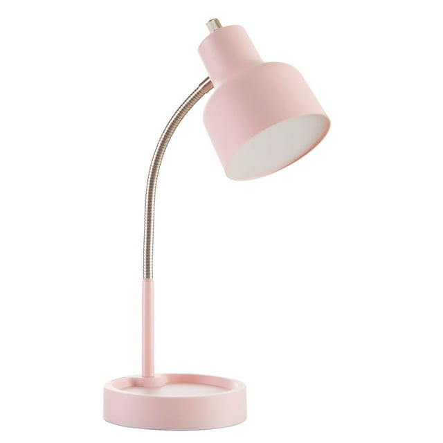 Mainstays LED Desk Lamp with Catch-All Base & AC Outlet, Matte Blush Pink