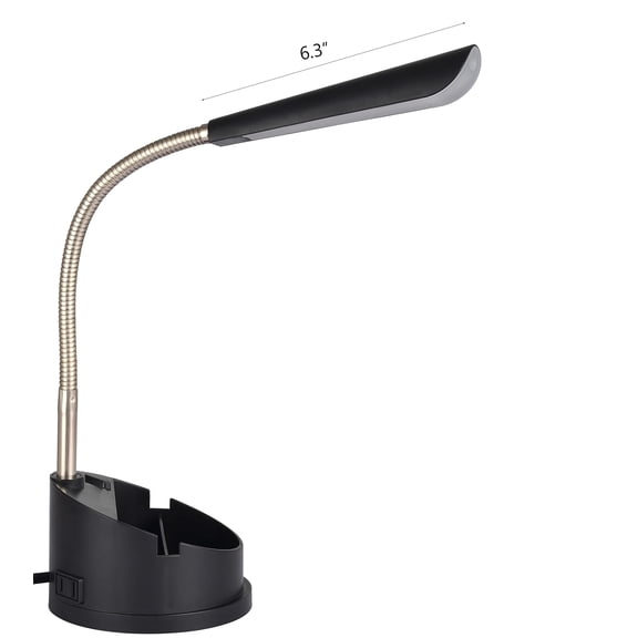 Mainstays LED Desk Organizer Lamp with Power Outlet, Black Finish