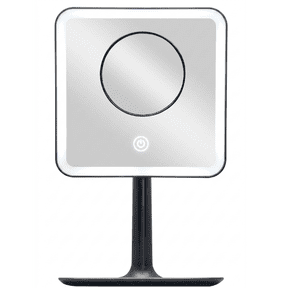 Mainstays LED Lighted Vanity Makeup Mirror with Lights, 5X Magnifying & Storage Tray, Rich Black Finish