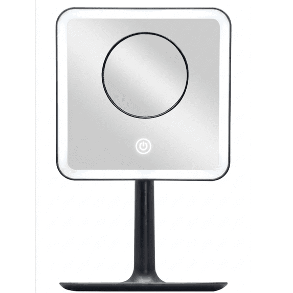 Mainstays Adult Vanity Mirror with 5X Magnifying Mirror, Rich Black Finish