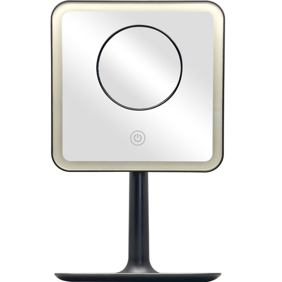 Mainstays Adult Vanity Mirror with 5X Magnifying Mirror, Rich Black Finish