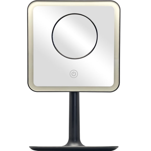 Mainstays Adult Vanity Mirror with 5X Magnifying Mirror, Rich Black Finish