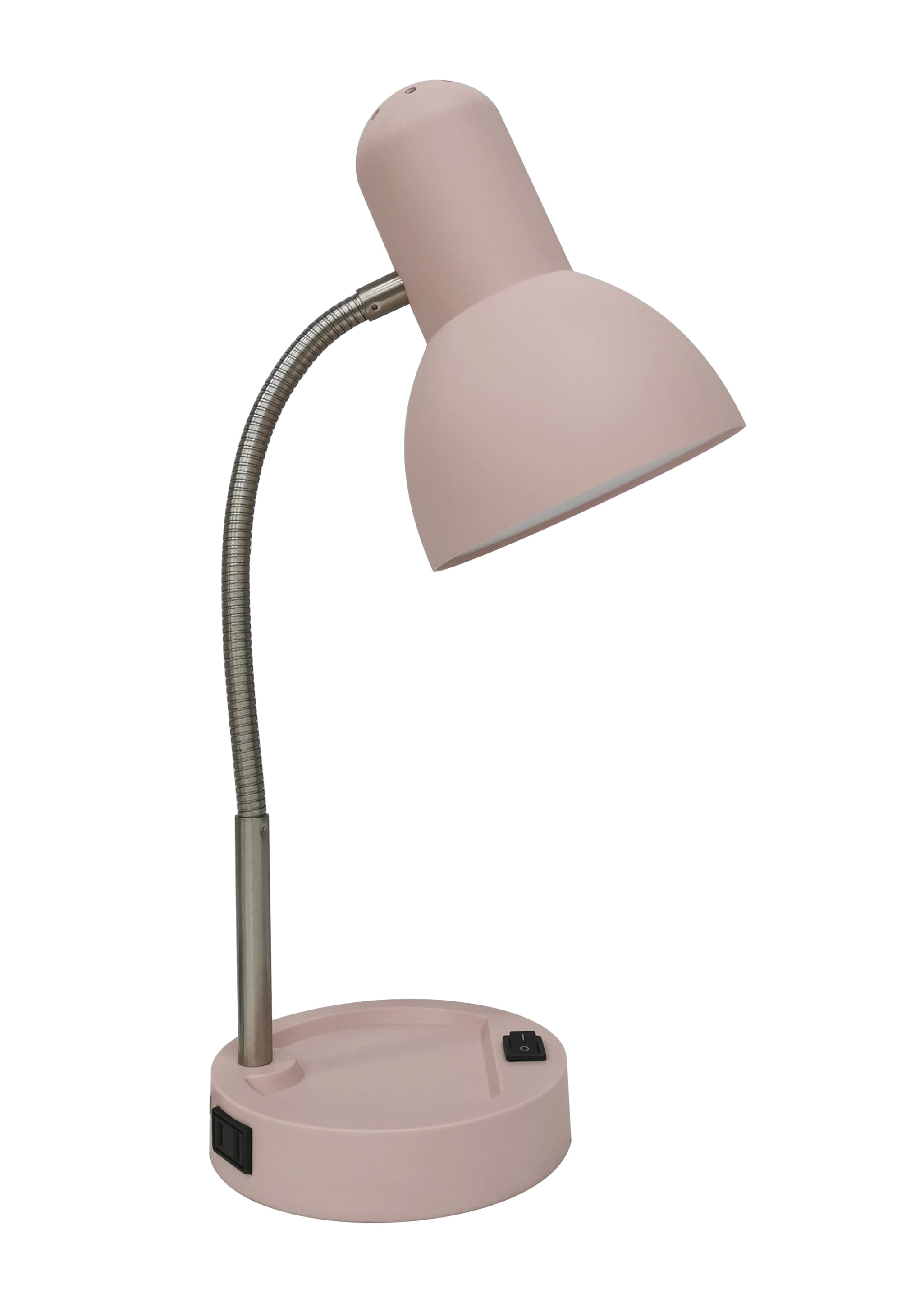 Mainstays LED Gooseneck Desk Lamp with Catch-All Base & AC Outlet, Pink