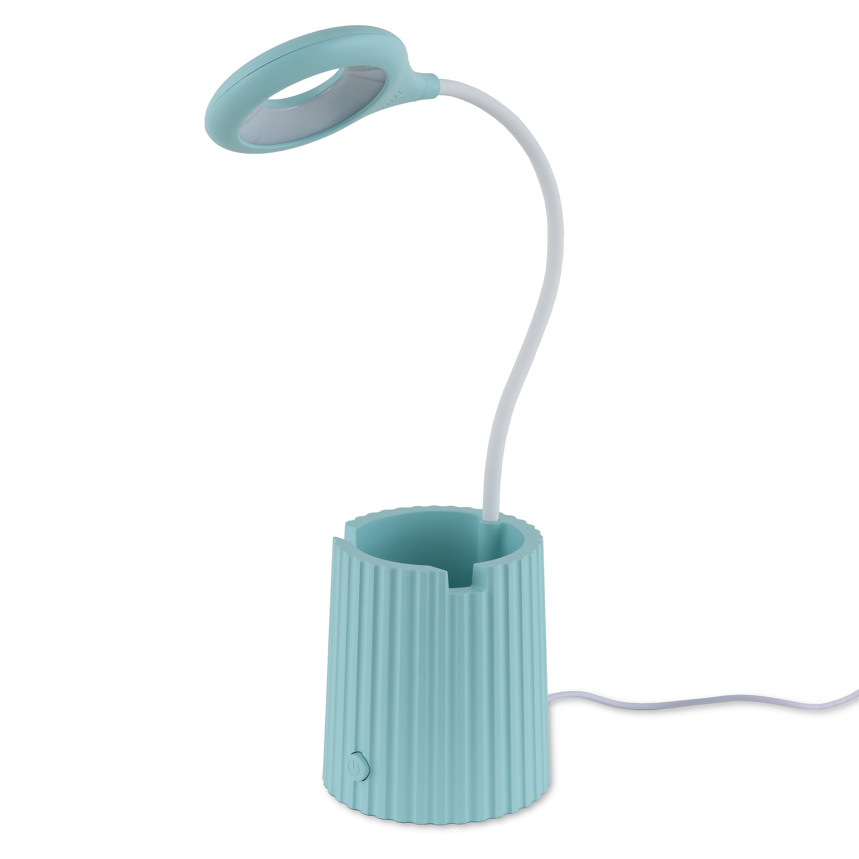 Mainstays Modern LED Ring Light Gooseneck Clip Lamp, White, Matte