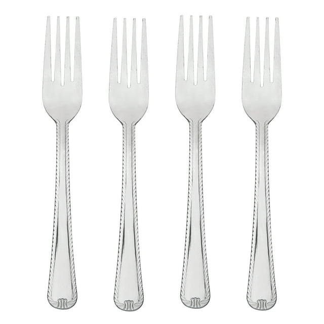 Mainstays Lace Dinner Fork Set, Silver Stainless Steel, 4 Count