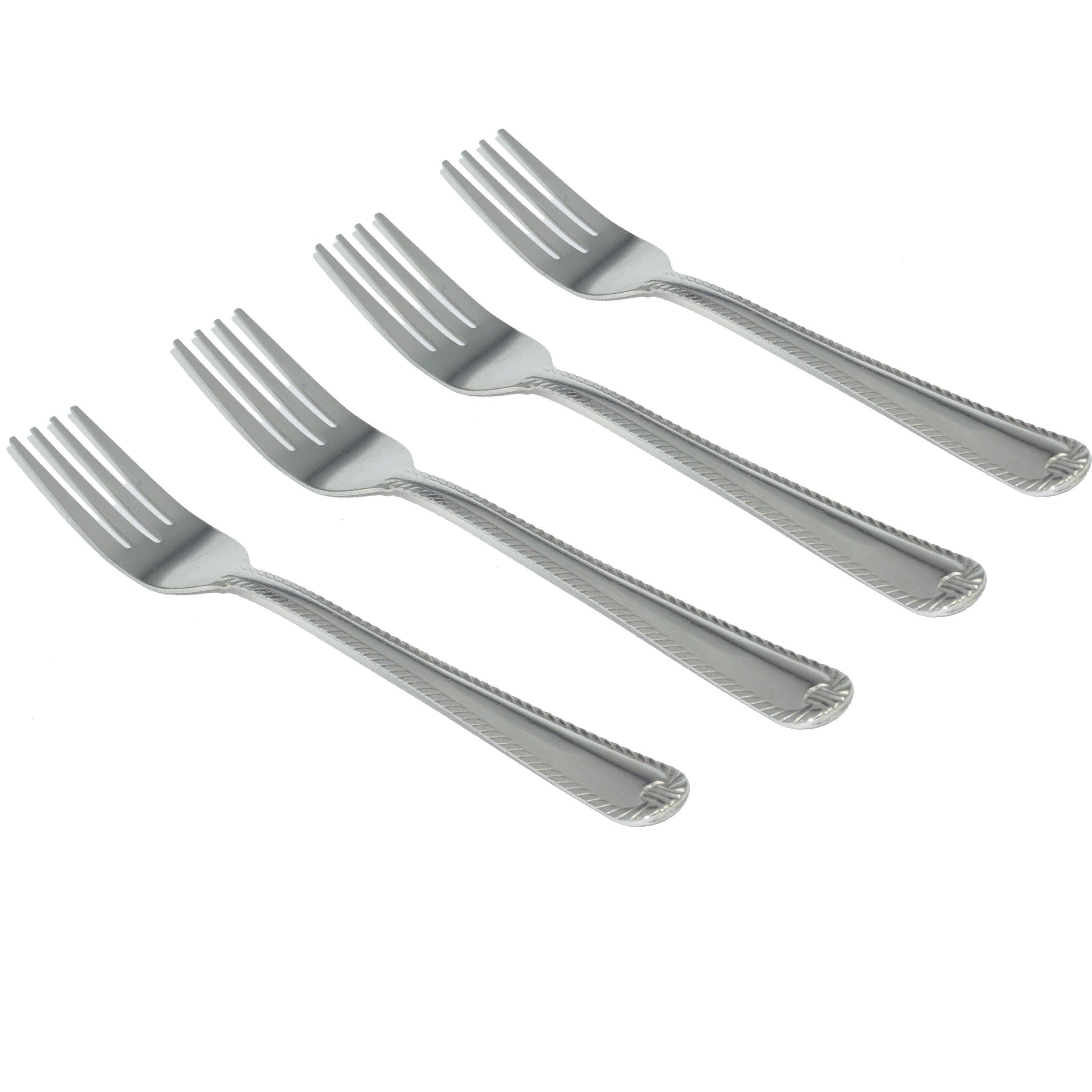 Mainstays Lace Dinner Fork Set, Silver Stainless Steel, 4 Count