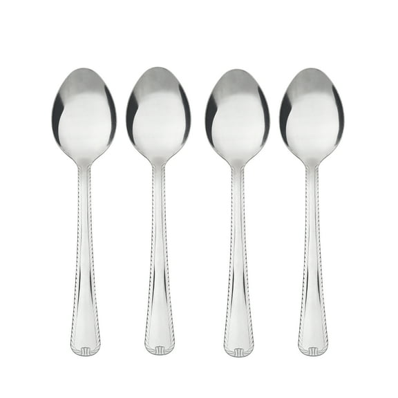 Mainstays Lace Stainless Steel Silver Adult Dinner Spoon, 4- Piece Set
