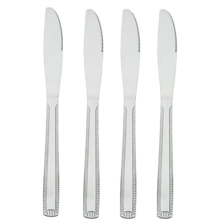 Mainstays Lace Stainless Steel Adult Dinner Tableware Knife, 4-Piece Set,Silver
