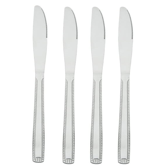 Mainstays Lace Stainless Steel Adult Dinner Tableware Knife, 4-Piece Set,Silver
