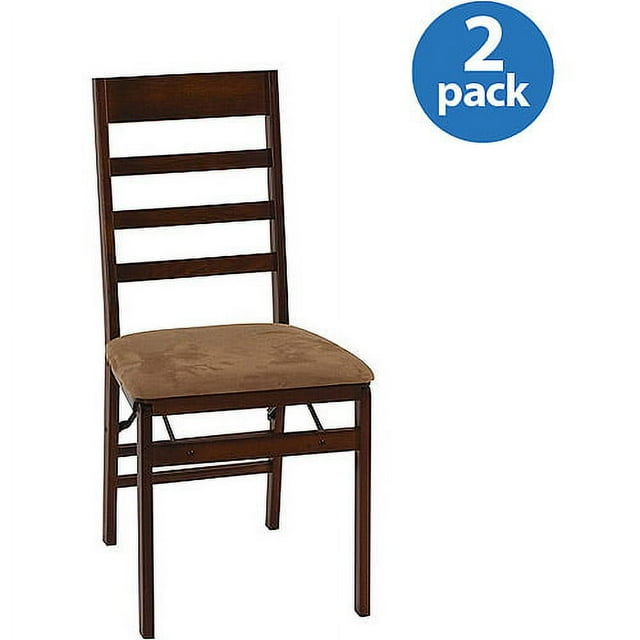 Mainstays LadderBack Folding Chairs, Set of 2, Walnut