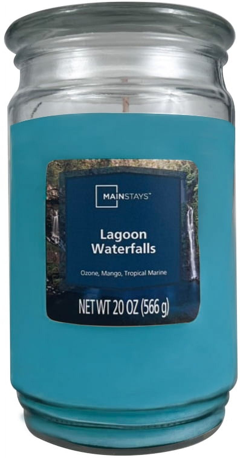 Mainstays Lagoon Waterfalls Scented Glass Jar Candle, 20oz