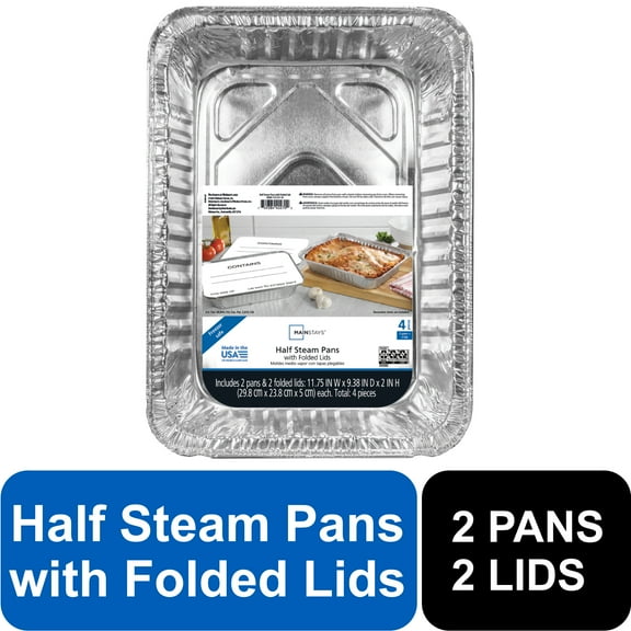 Mainstays 9.38" x 11.75" Large Aluminum Pan with Folded Lids, 2 Count