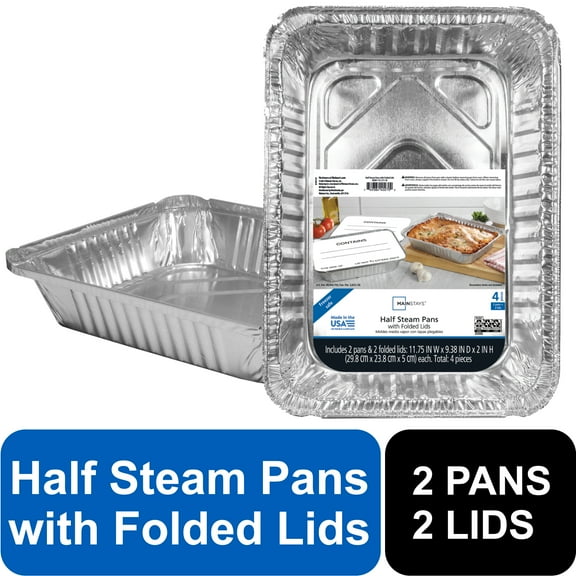 Mainstays 9.38" x 11.75" Large Aluminum Pan with Folded Lids, 2 Count