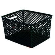 Mainstays Large Decorative Plastic Storage Basket, Black, 14.7 in x 12 in x 8.5 in