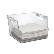 Mainstays Large Clear Plastic Stackable Bin for Closet with White Latches