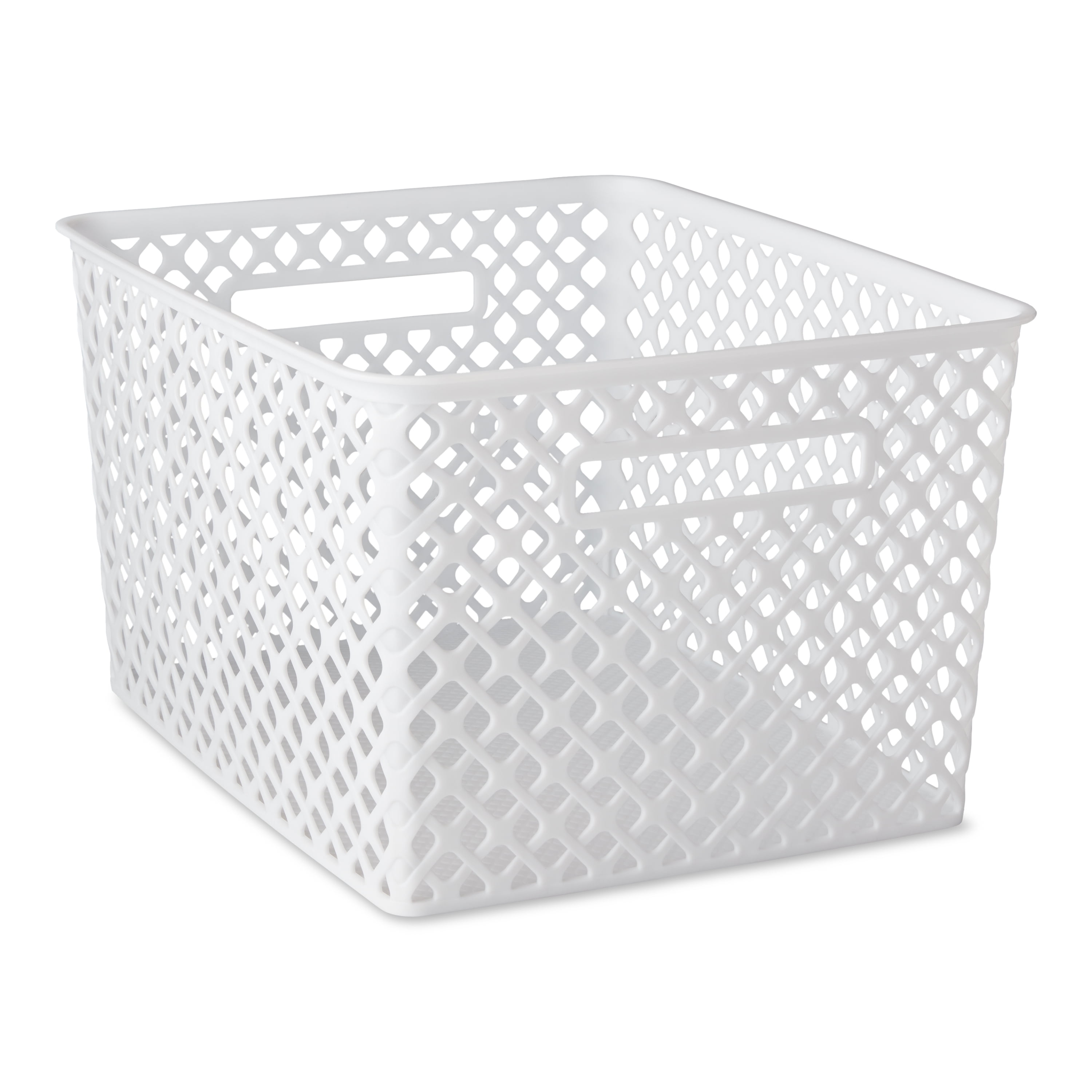 Mainstays Large Decorative Plastic Mesh Basket, 4 Pack, White