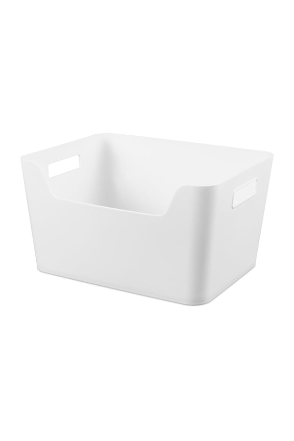 Large Easy Access Bin, Versatile Open Plastic Storage Containers, Scoop Front, White