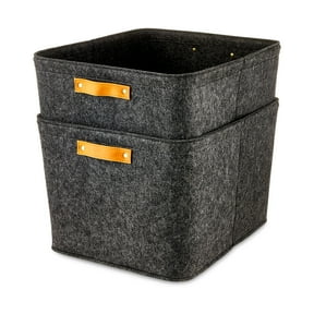 Mainstays Dark Gray Felt Decorative Storage Baskets, Set of 2, 15 in x 11.02 in x 7.87 in