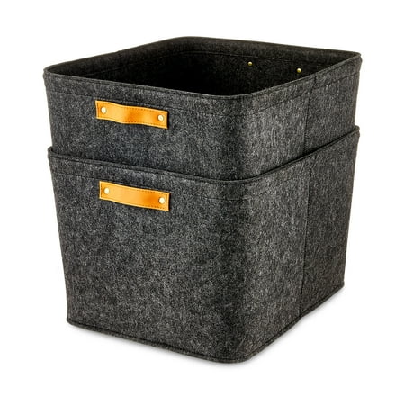 Mainstays Large Felt Basket, Dark Gray, Set of 2