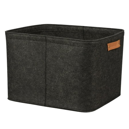 Mainstays Large Felt Storage Basket with Handles, Gray, 16.5" x 14" x 10.5"