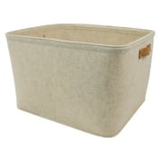 Mainstays Large Decorative Storage Basket, Oatmeal Brown Felt with Faux Leather Handles, 16.5 in x 14 in x 10.5 in