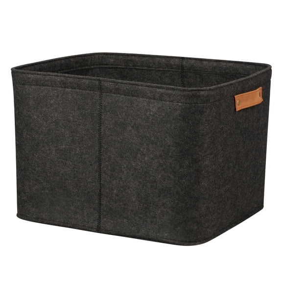 Mainstays Large Felt Storage Basket with Handles, Gray, 16.5 in x 14 in x 10.5 in