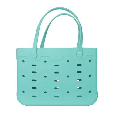 Mainstays Large Plastic Laundry Flex Tote, 18"W x 8.75"D x 13"H, Teal Dream