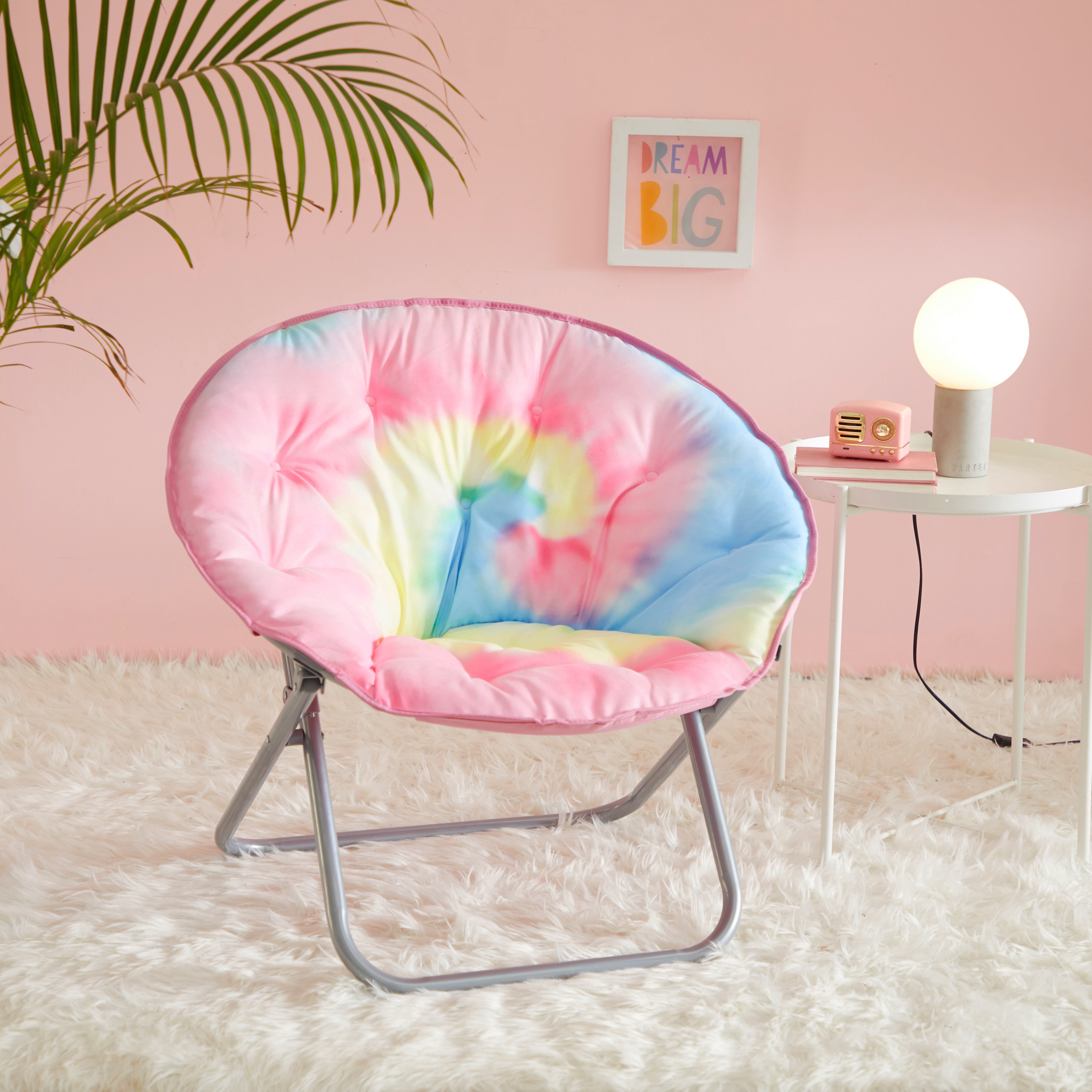 Mainstays Large Microsuede Saucer Chair, Rainbow Tie Dye