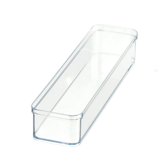 Mainstays Extra Large Clear Plastic Narrow Kitchen Drawer Organizer Storage Tray, Cabinet, Desk and Bathroom Drawer Organizer for Utensil, Cutlery and Flatware Storage, 12" x 3" x 2"