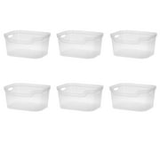 Mainstays Large Open Bin with Scoop Front, Clear Plastic, 6 Pack
