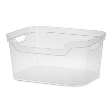 Mainstays Large Open Bin, Clear Plastic, Easy Access Bin with Scoop Front