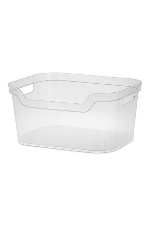 Large Open Bin, Clear Plastic, Easy Access Bin with Scoop Front, Clear
