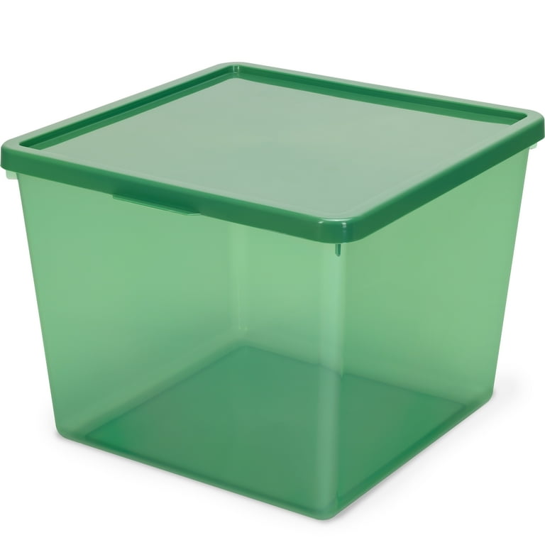 マルビズレーキャビネット Mainstays Large Plastic Stacking Storage Bin with Snap Lid, Green