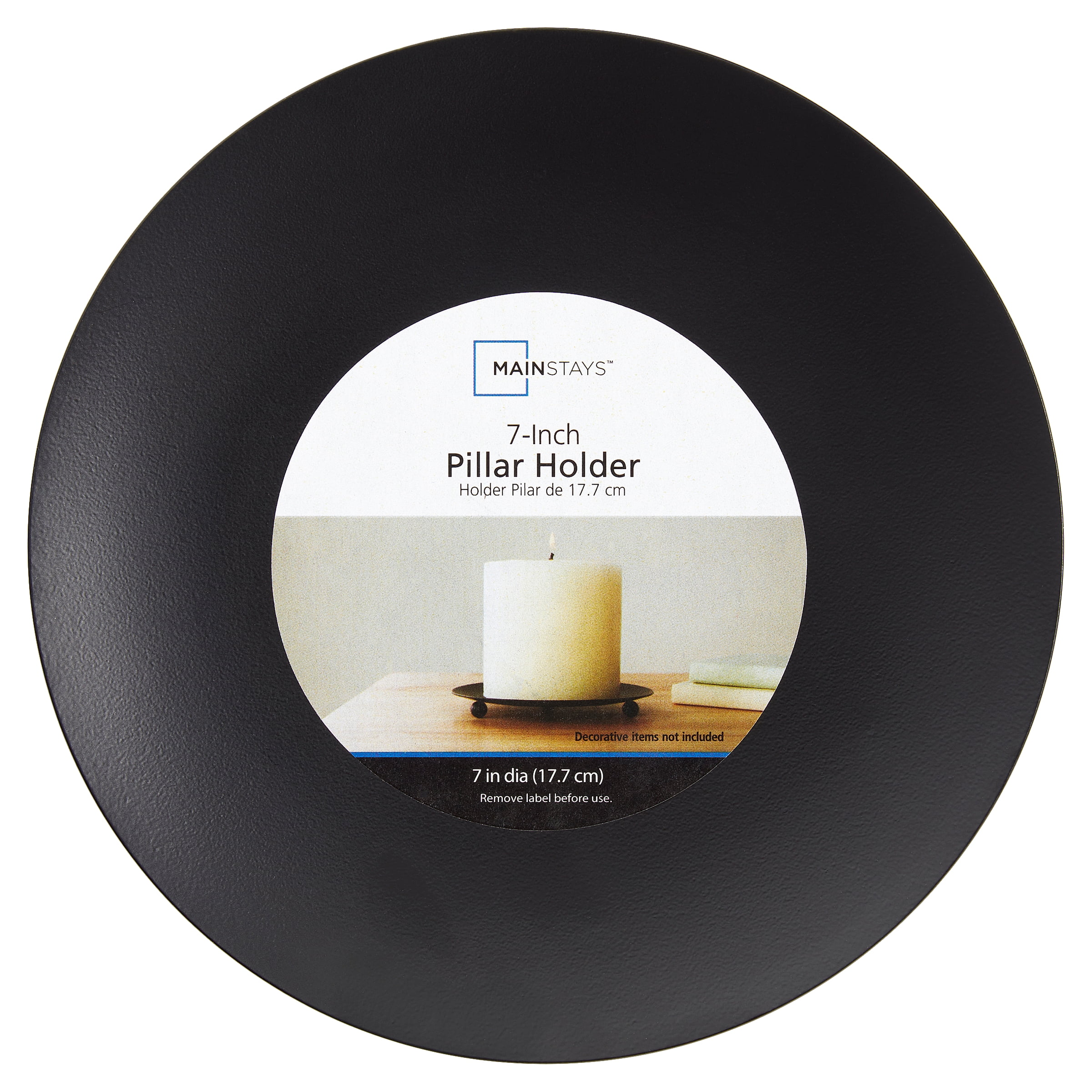 Mainstays Large Round Black Iron Pillar Candle Holder