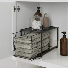 Mainstays Large Stackable Pull-Out Drawer Organizer, Black