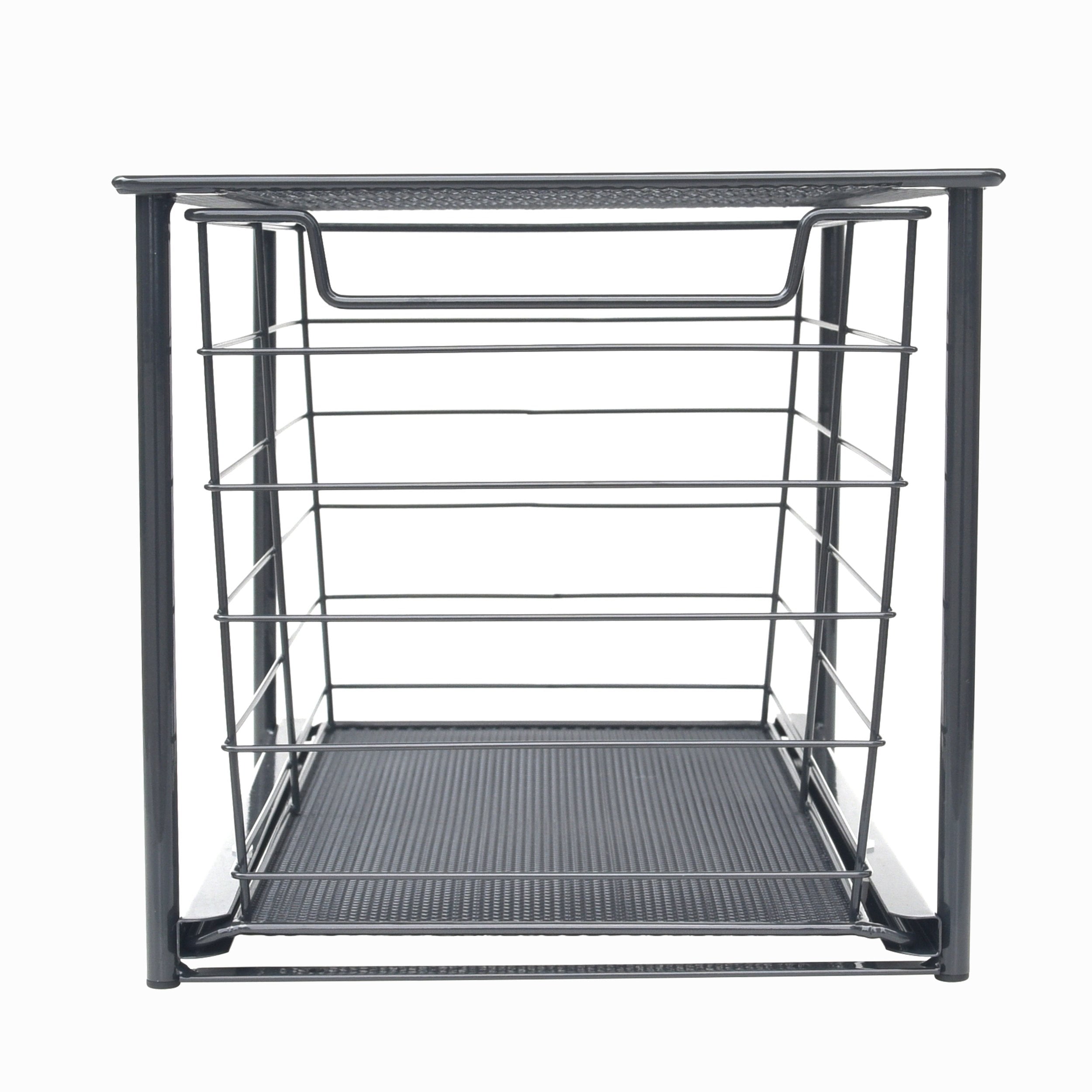 Mainstays Large Stackable SlideOut Drawer Organizer, Matte Black